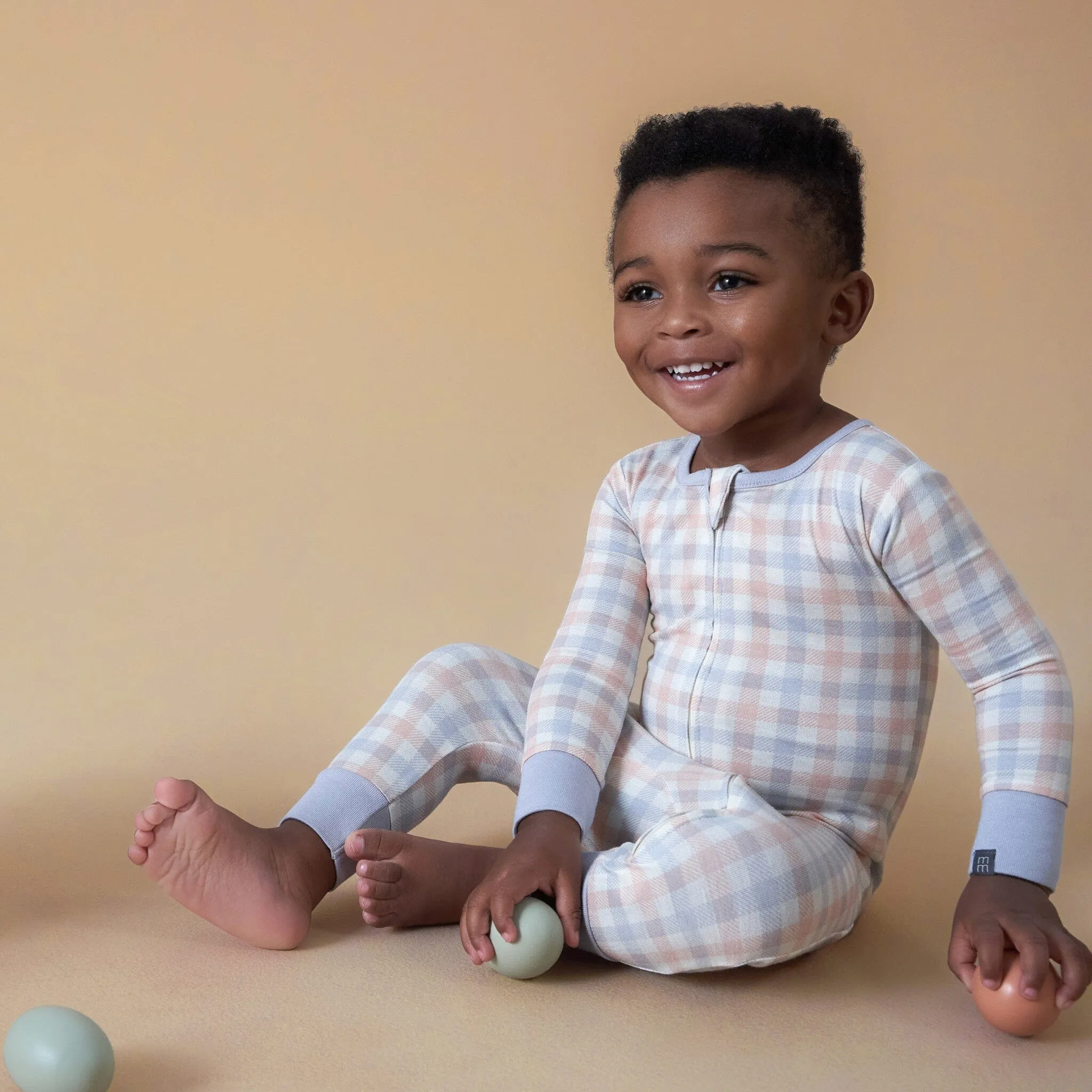 2-Pack Baby & Toddler Neutral Blue Plaid Snug Fitting Footless Pajamas