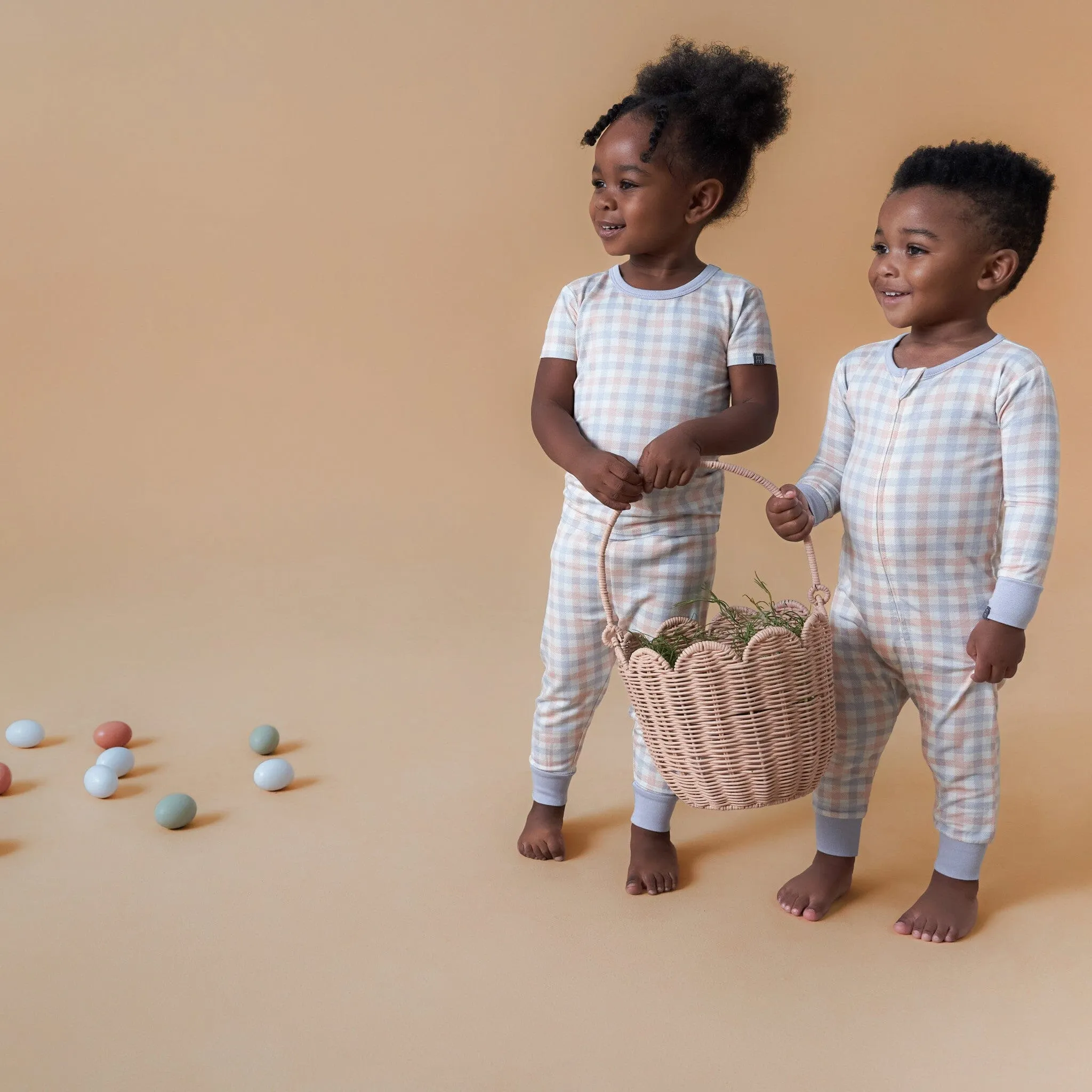 2-Pack Baby & Toddler Neutral Blue Plaid Snug Fitting Footless Pajamas