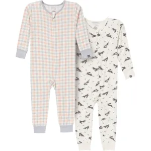 2-Pack Baby & Toddler Neutral Blue Plaid Snug Fitting Footless Pajamas
