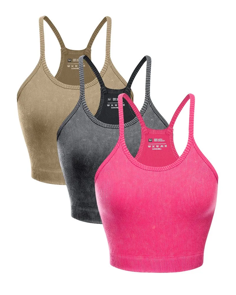 3 Pack U Neck Racer Back Crop Active Top