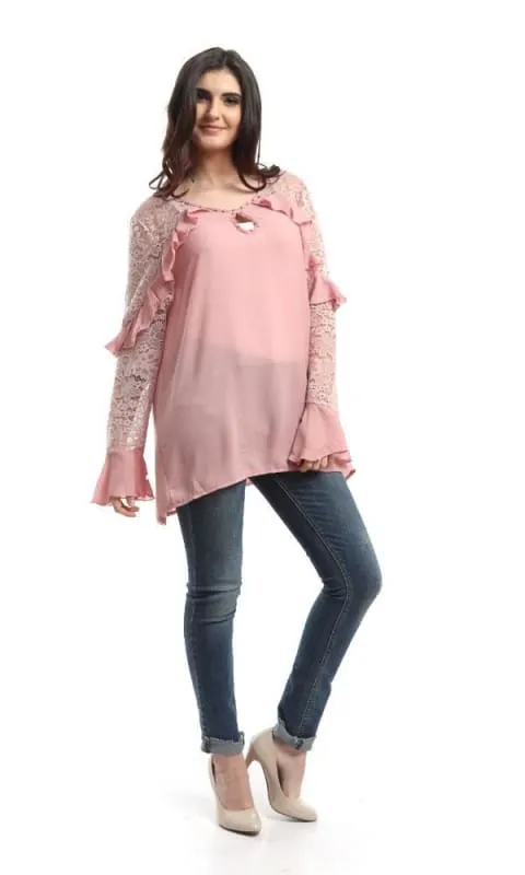 48464 Lace Ruffles Elegant Blouse - Chashmere