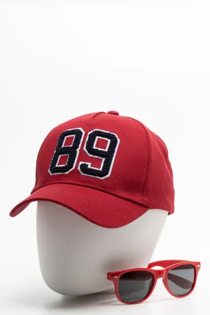 89 Cap And Sunglasses Set Red