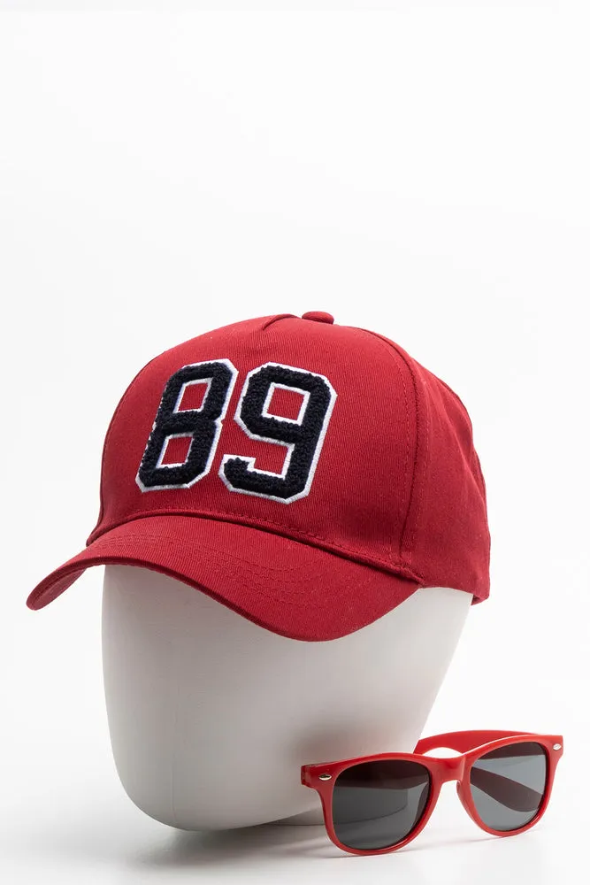 89 Cap And Sunglasses Set Red