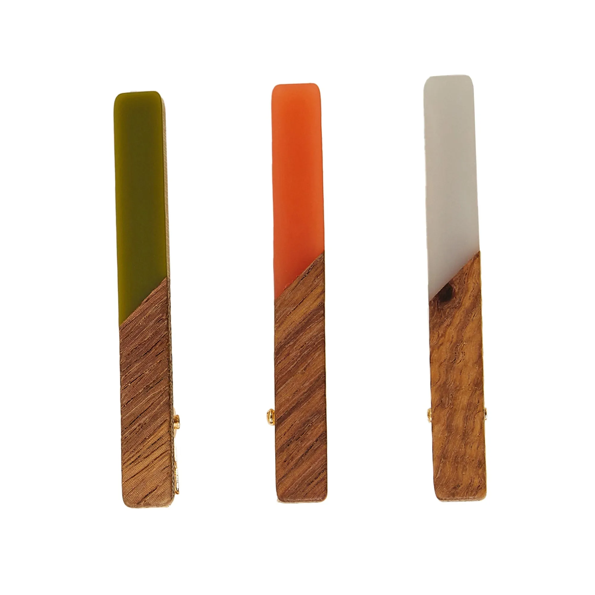 Accessorize London Women Multi Wooden Resin Hair Clips Set Of 3