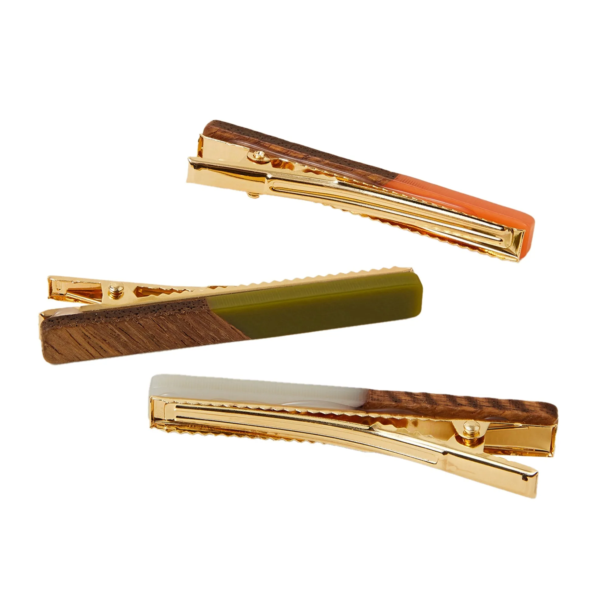Accessorize London Women Multi Wooden Resin Hair Clips Set Of 3