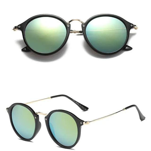 Alloy Framed Resin Lenses Retro Round Sunglasses