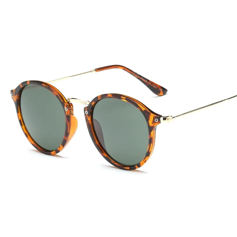 Alloy Framed Resin Lenses Retro Round Sunglasses