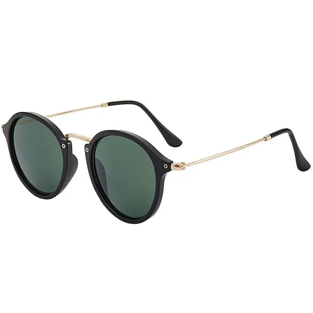 Alloy Framed Resin Lenses Retro Round Sunglasses