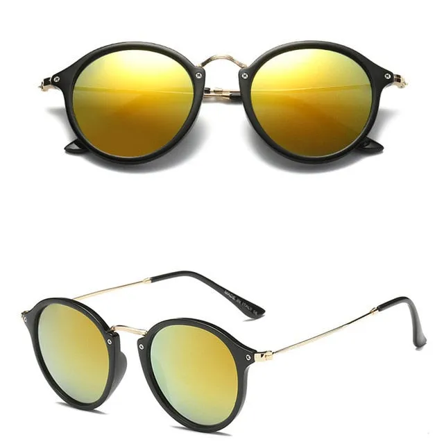 Alloy Framed Resin Lenses Retro Round Sunglasses