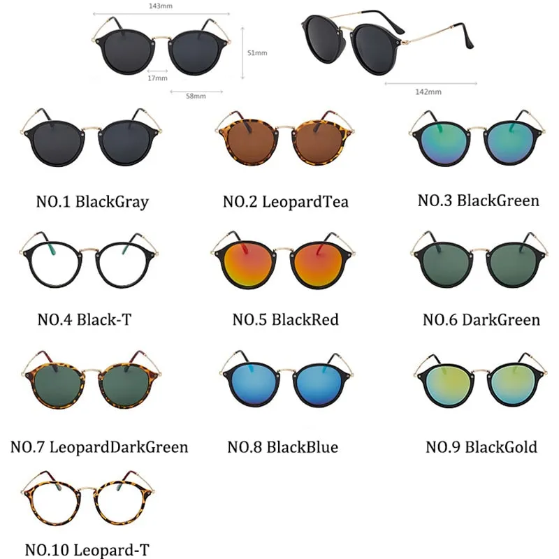 Alloy Framed Resin Lenses Retro Round Sunglasses