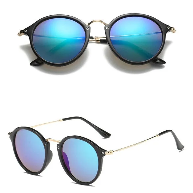 Alloy Framed Resin Lenses Retro Round Sunglasses