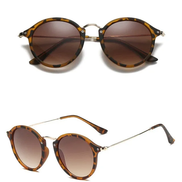 Alloy Framed Resin Lenses Retro Round Sunglasses