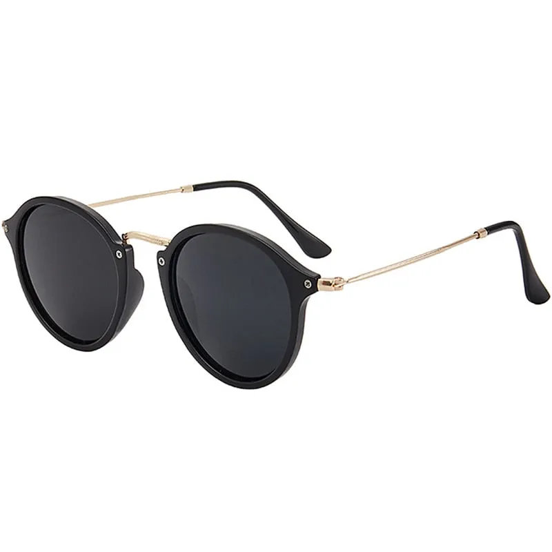 Alloy Framed Resin Lenses Retro Round Sunglasses