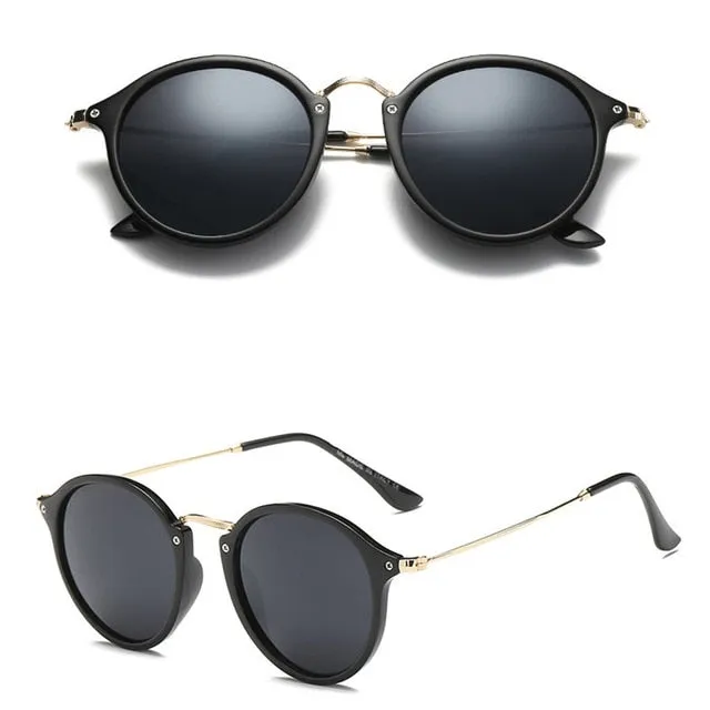 Alloy Framed Resin Lenses Retro Round Sunglasses