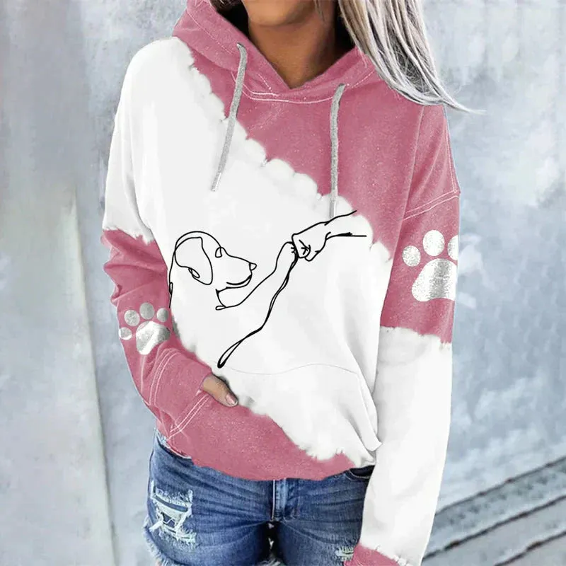 Amora trendy losse hoodie met hondenprint