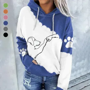 Amora trendy losse hoodie met hondenprint