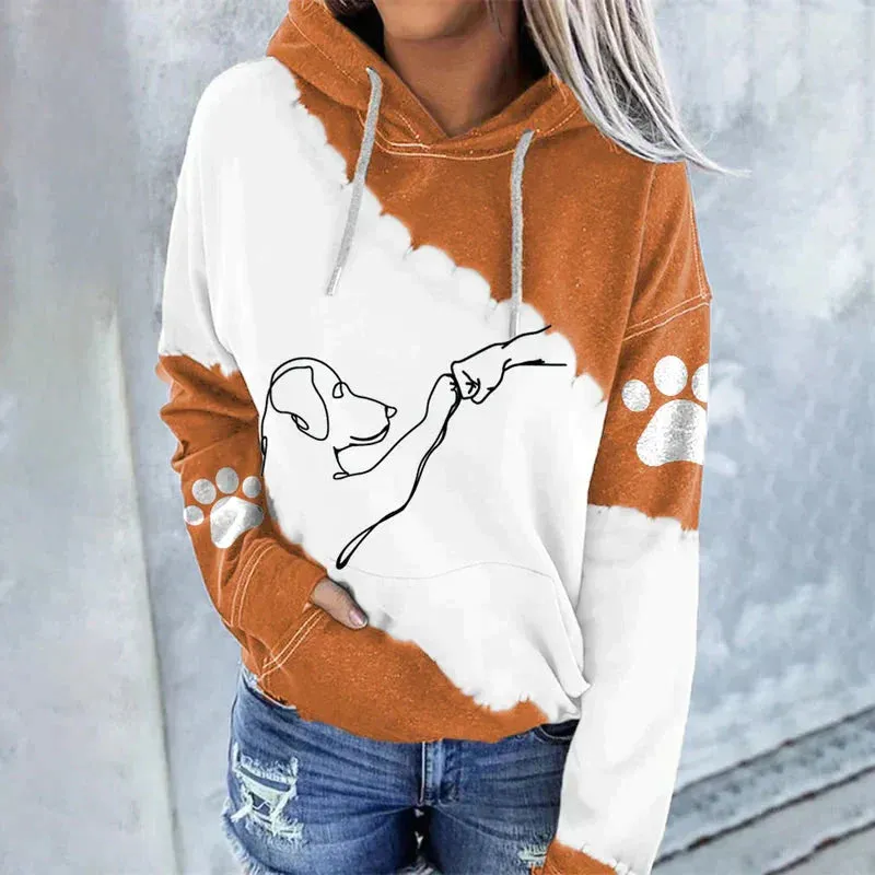 Amora trendy losse hoodie met hondenprint