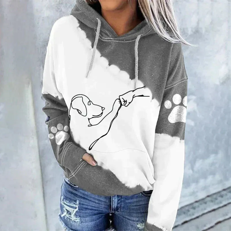 Amora trendy losse hoodie met hondenprint