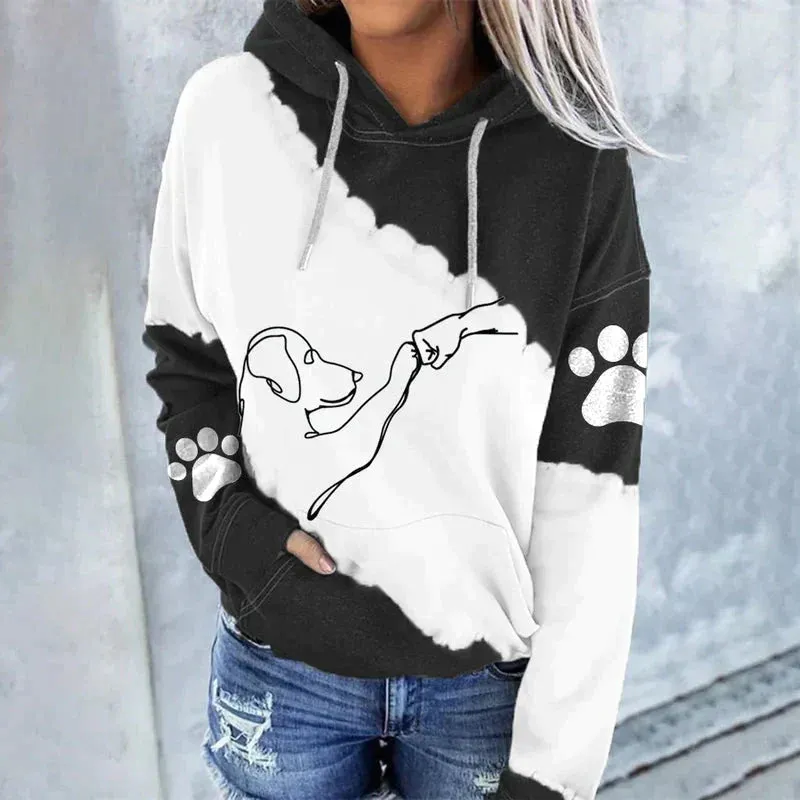 Amora trendy losse hoodie met hondenprint
