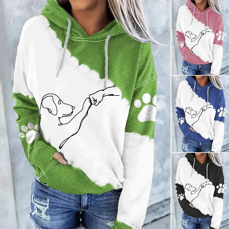 Amora trendy losse hoodie met hondenprint