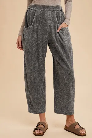 Annie Wear Black Mineral Washed Elastic Waist Pants