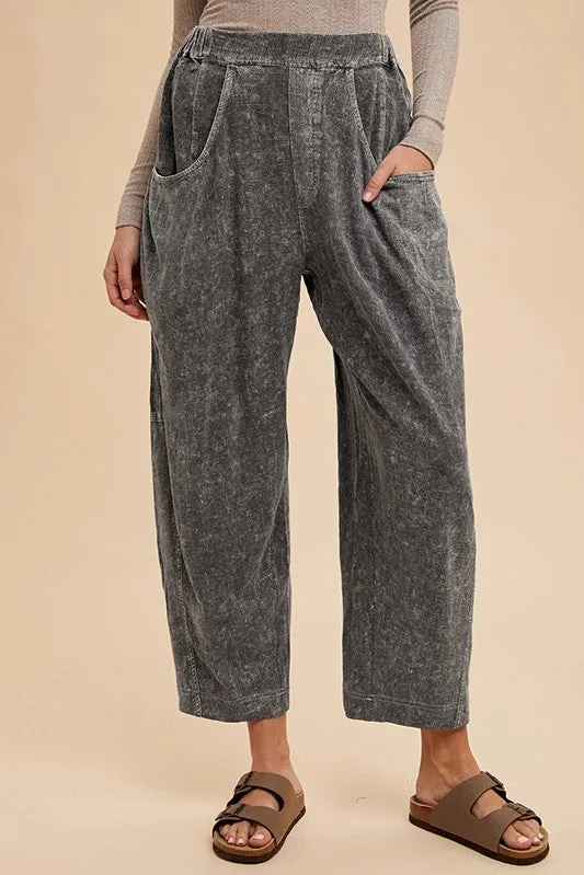 Annie Wear Black Mineral Washed Elastic Waist Pants