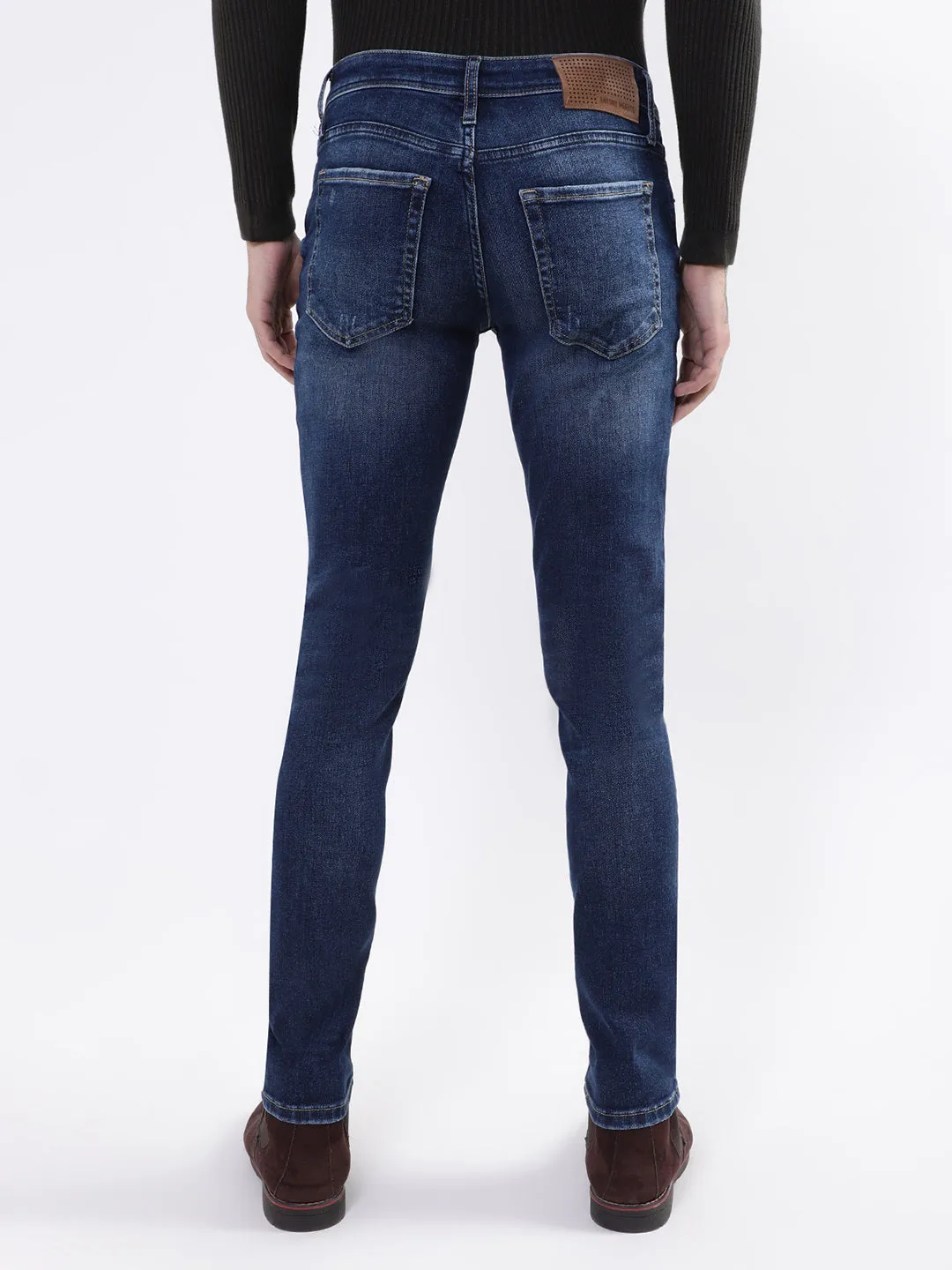 Antony Morato Men Blue Tapered Fit Low Distress Heavy Fade Stretchable Jeans