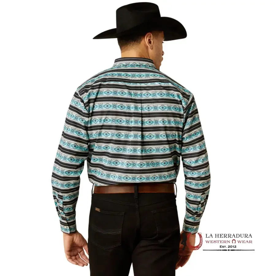 Ariat Team Osborne Long Sleeve Shirt Turquoise/White Classic Fit - 4054