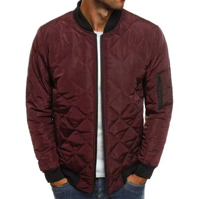 BAZO Design Men's Fashion Premium Quality Burgundy Red & White Stripe Zipper Sweater Jacket