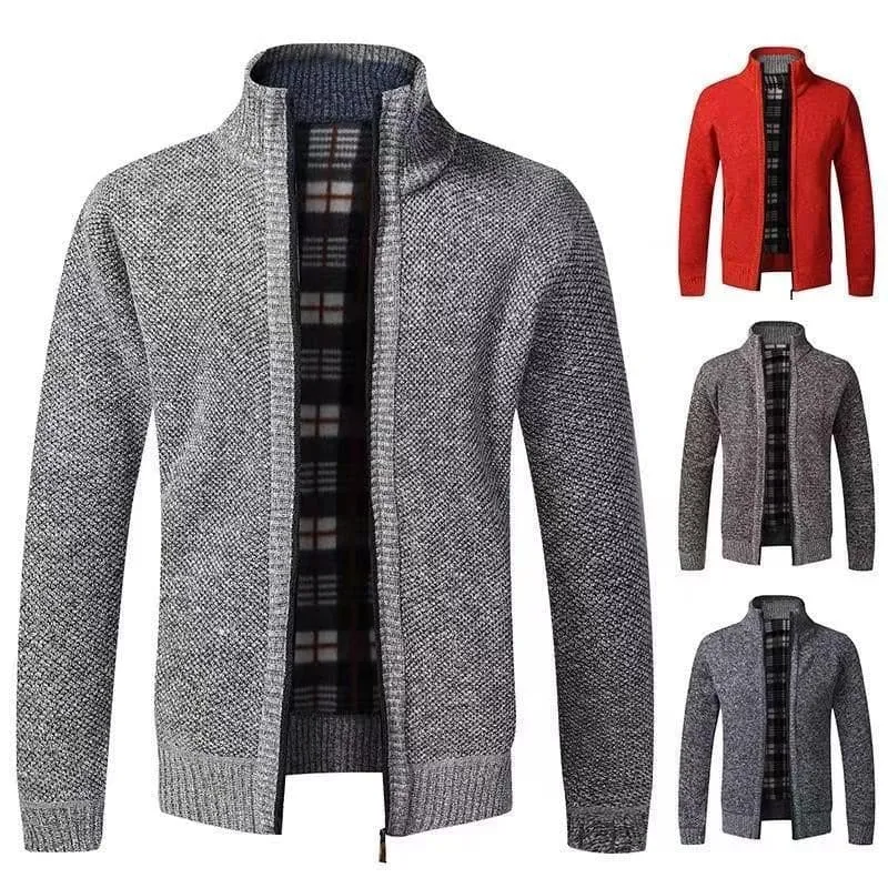 BAZO Design Men's Fashion Premium Quality Burgundy Red & White Stripe Zipper Sweater Jacket