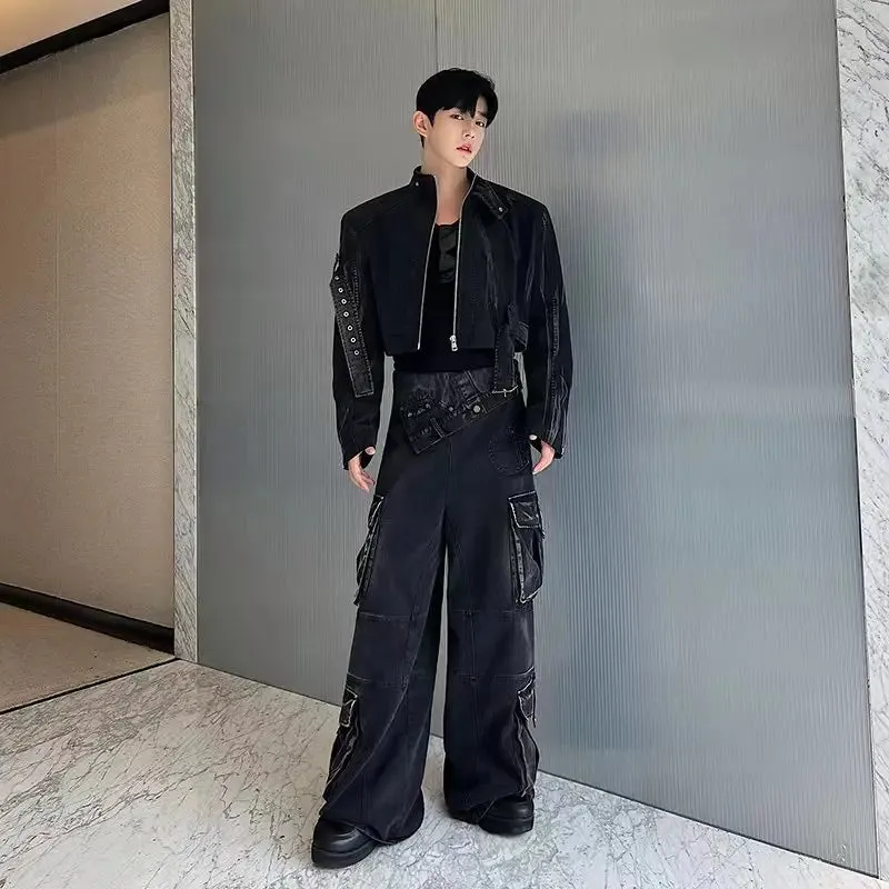 Black Belt Multi Pockets Pants Set