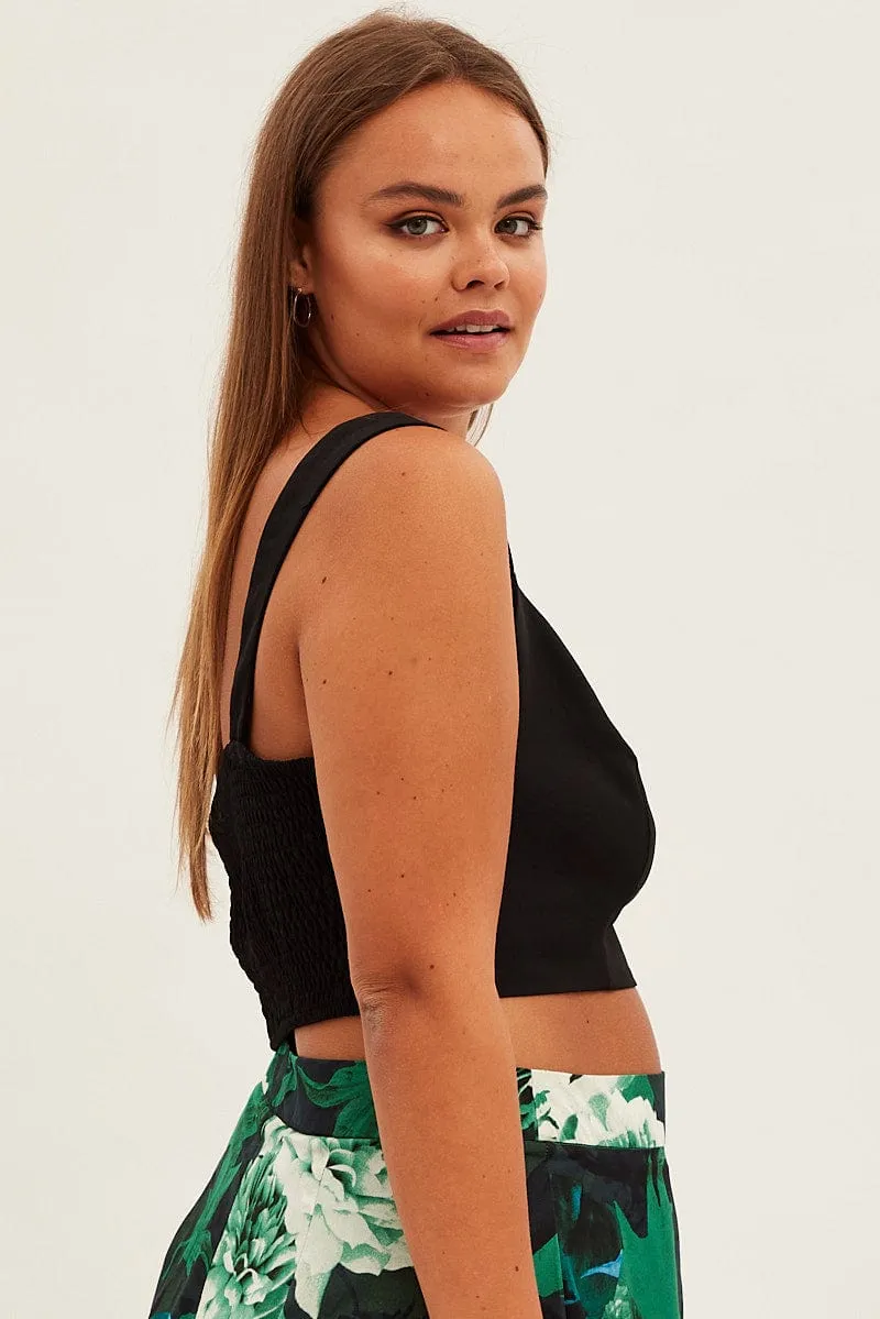 Black Crop Top Sleeveless V-wire