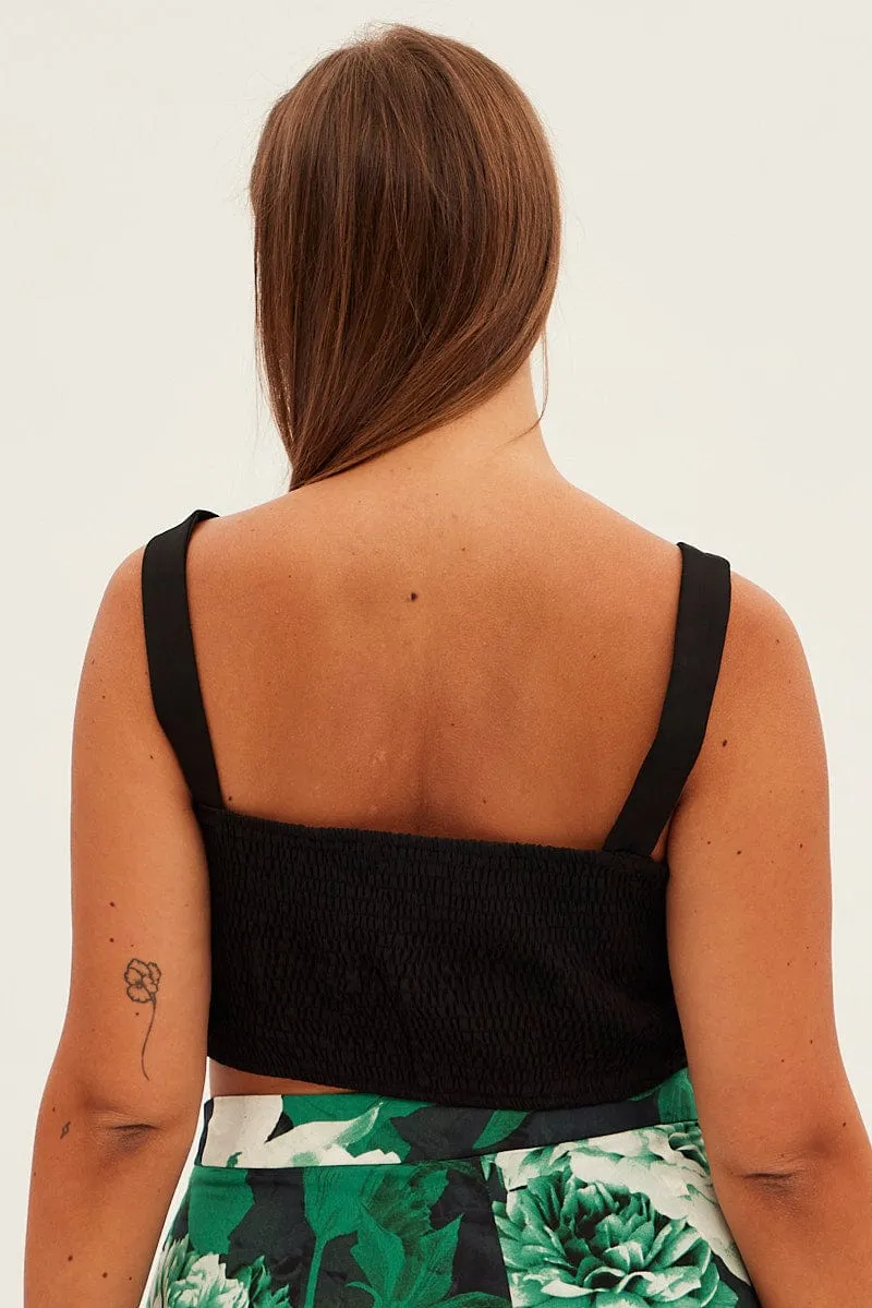 Black Crop Top Sleeveless V-wire