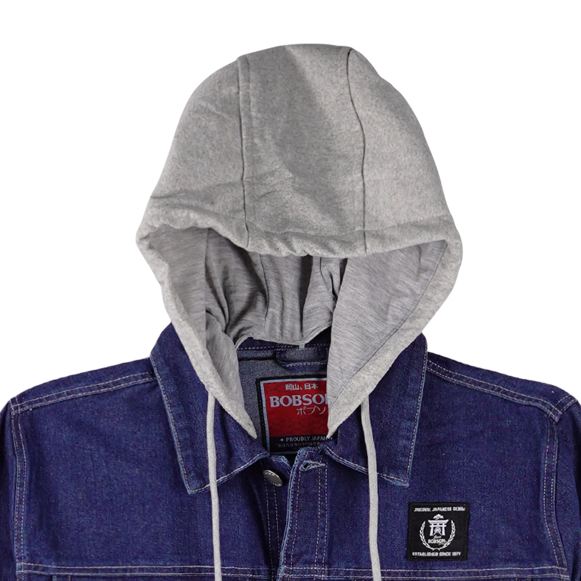 Bobson Japanese Men's Basic Hoodie Denim Jacket for Men Trendy Fashion High Quality Apparel Comfortable Casual Jacket for Men Regular Fit 131728 (Medium Wash)