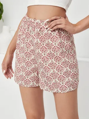 Boho Floral High Waist Women Shorts
