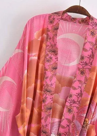 Boho Pink Kimono with Original Print