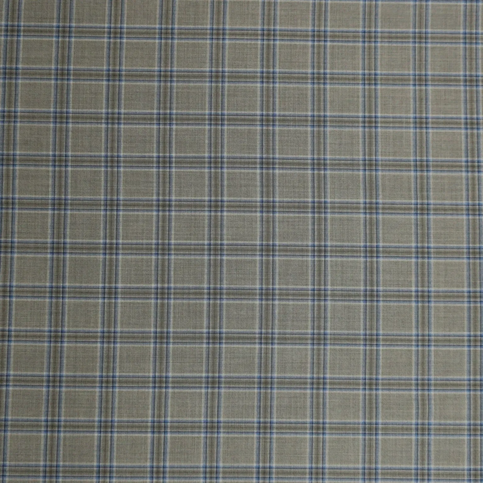 Brown and Blue Plaid Emerald Super 130's Ariston Fabric