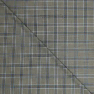 Brown and Blue Plaid Emerald Super 130's Ariston Fabric