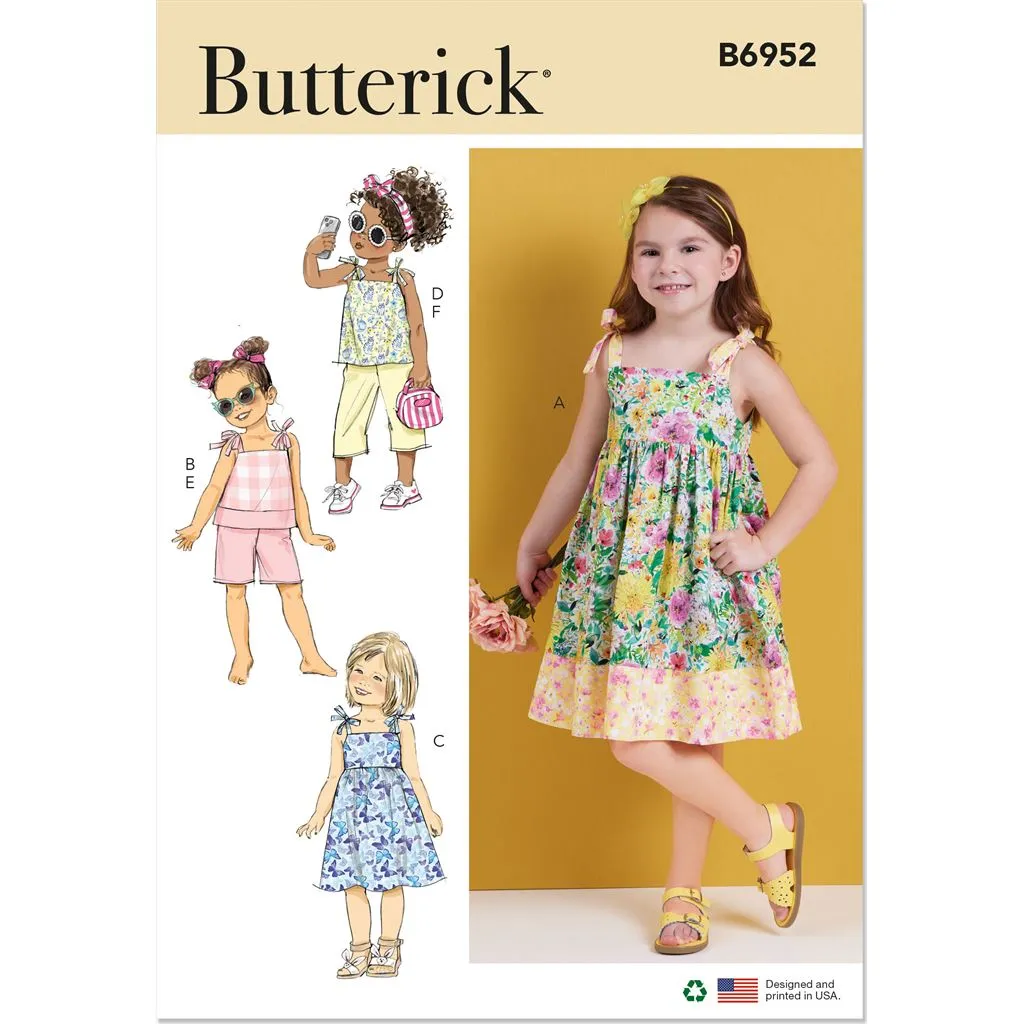 Butterick Pattern B6952 Children's Dresses, Tops, Shorts and Pants