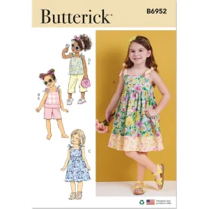 Butterick Pattern B6952 Children's Dresses, Tops, Shorts and Pants
