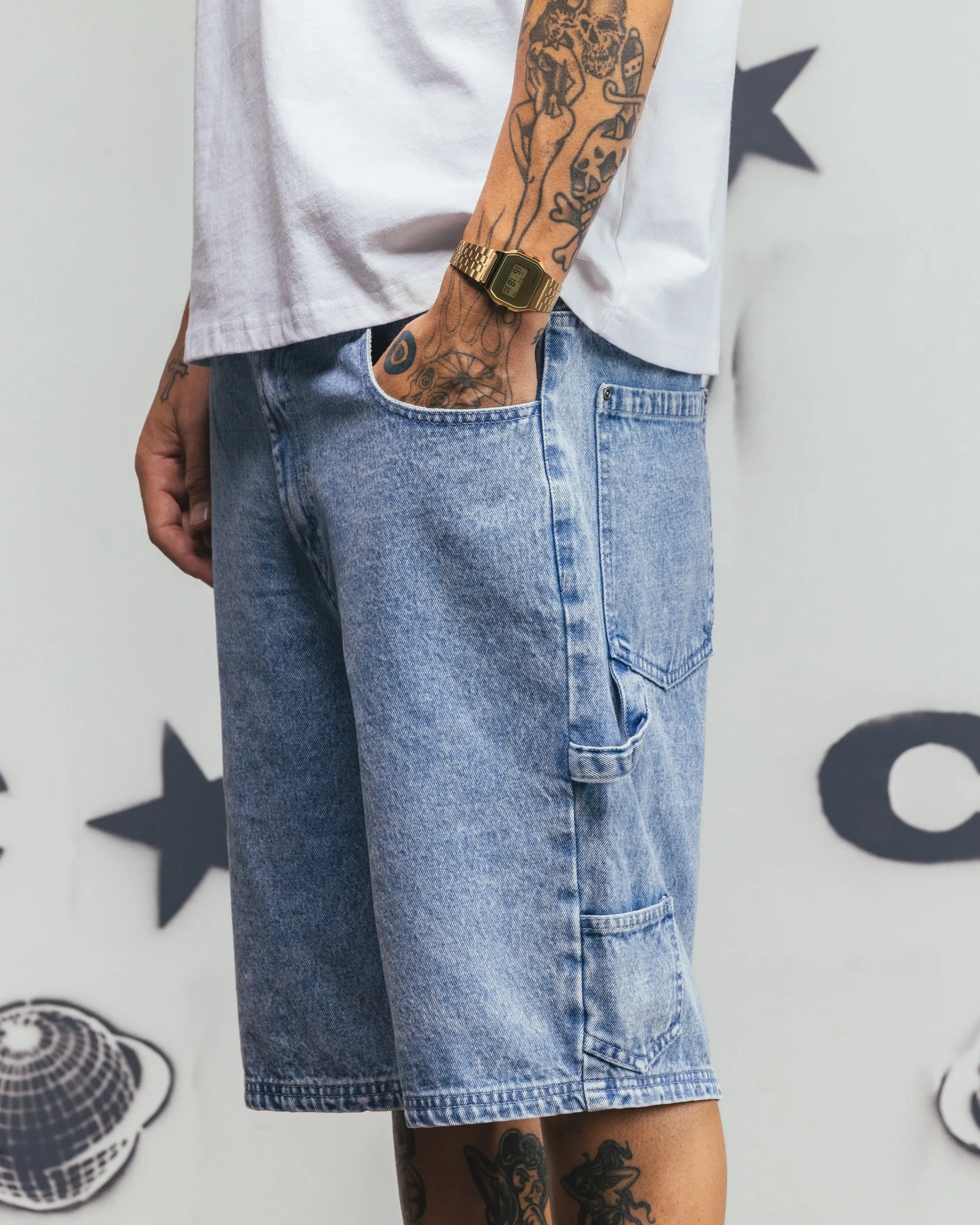 Carre Carpenter Jorts Light Blue Denim