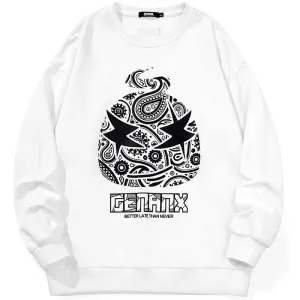 Cartoon Print Crew Neck Pullover Sweatshirt