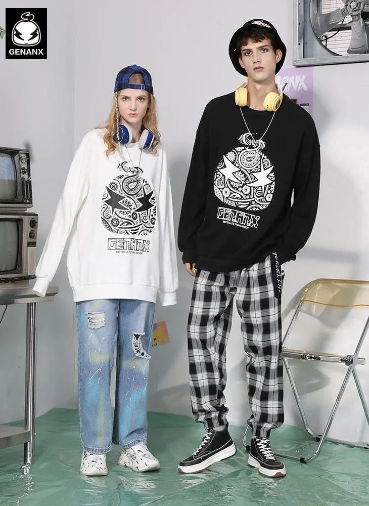 Cartoon Print Crew Neck Pullover Sweatshirt