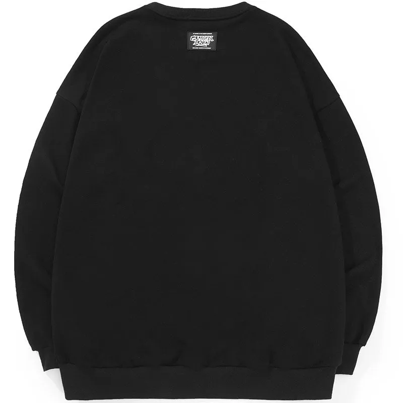 Cartoon Print Crew Neck Pullover Sweatshirt