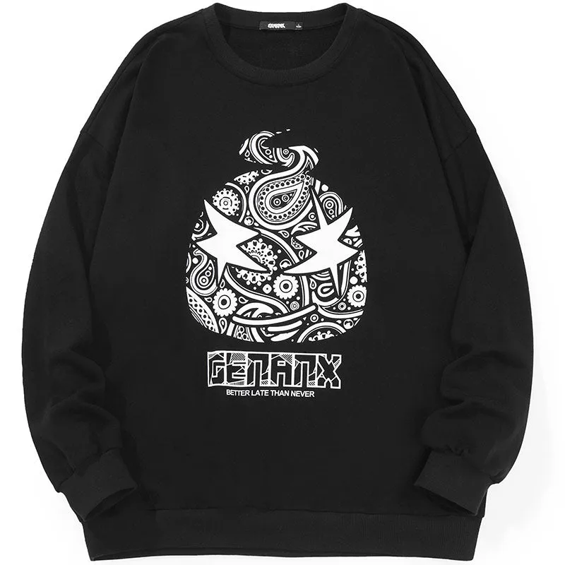 Cartoon Print Crew Neck Pullover Sweatshirt