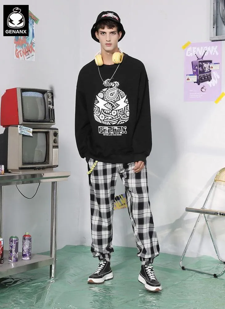 Cartoon Print Crew Neck Pullover Sweatshirt