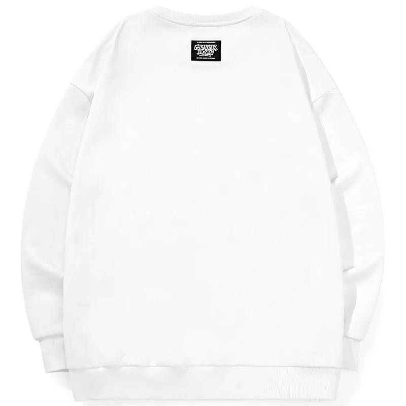 Cartoon Print Crew Neck Pullover Sweatshirt