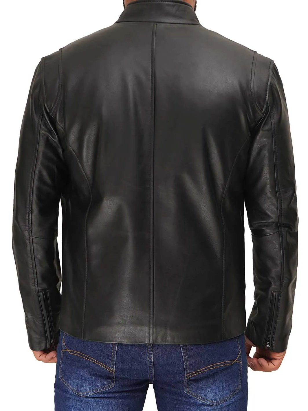Clinton Men's Black Cafe Racer Leather Jacket