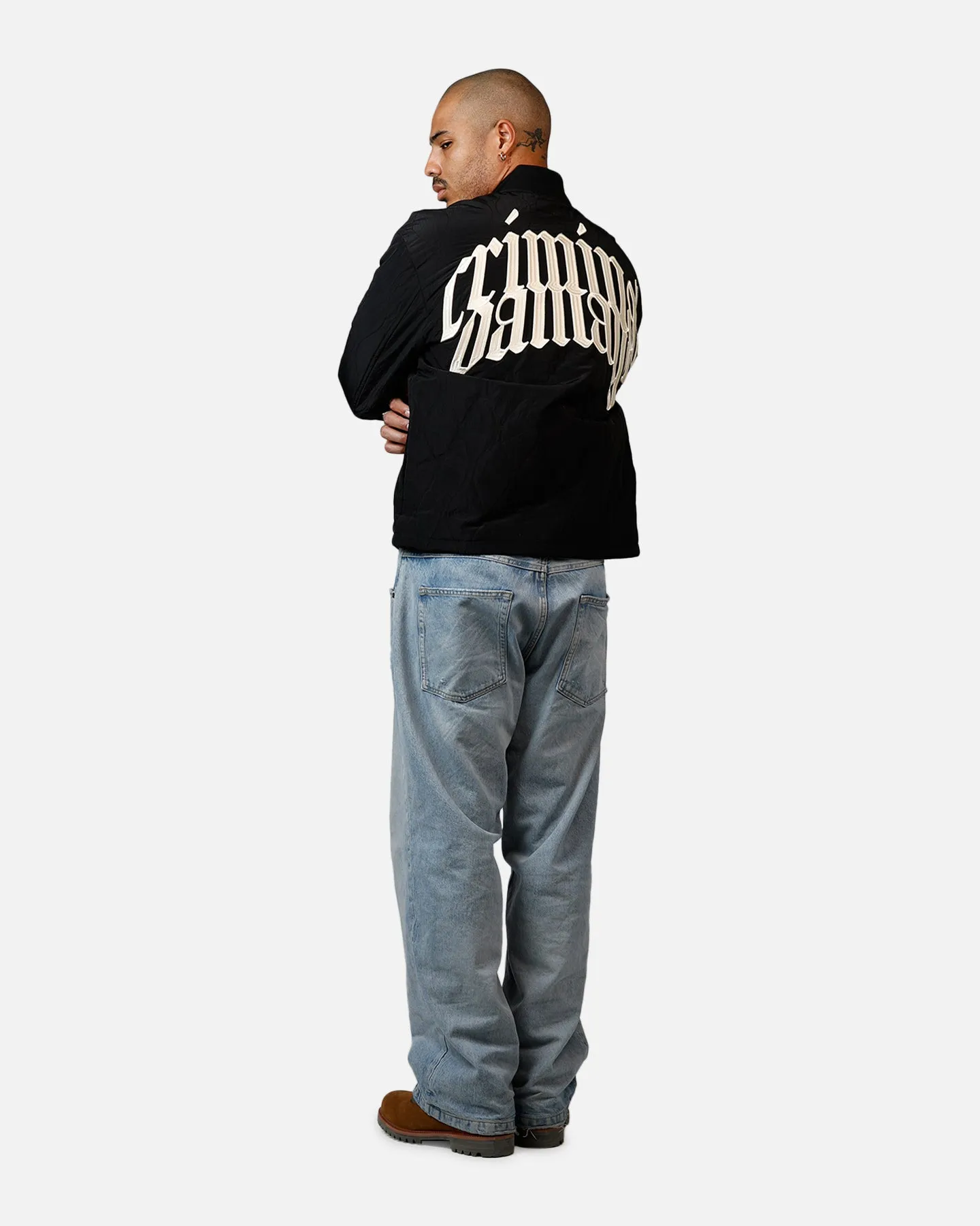 Criminal Damage Quilted Bomber Black