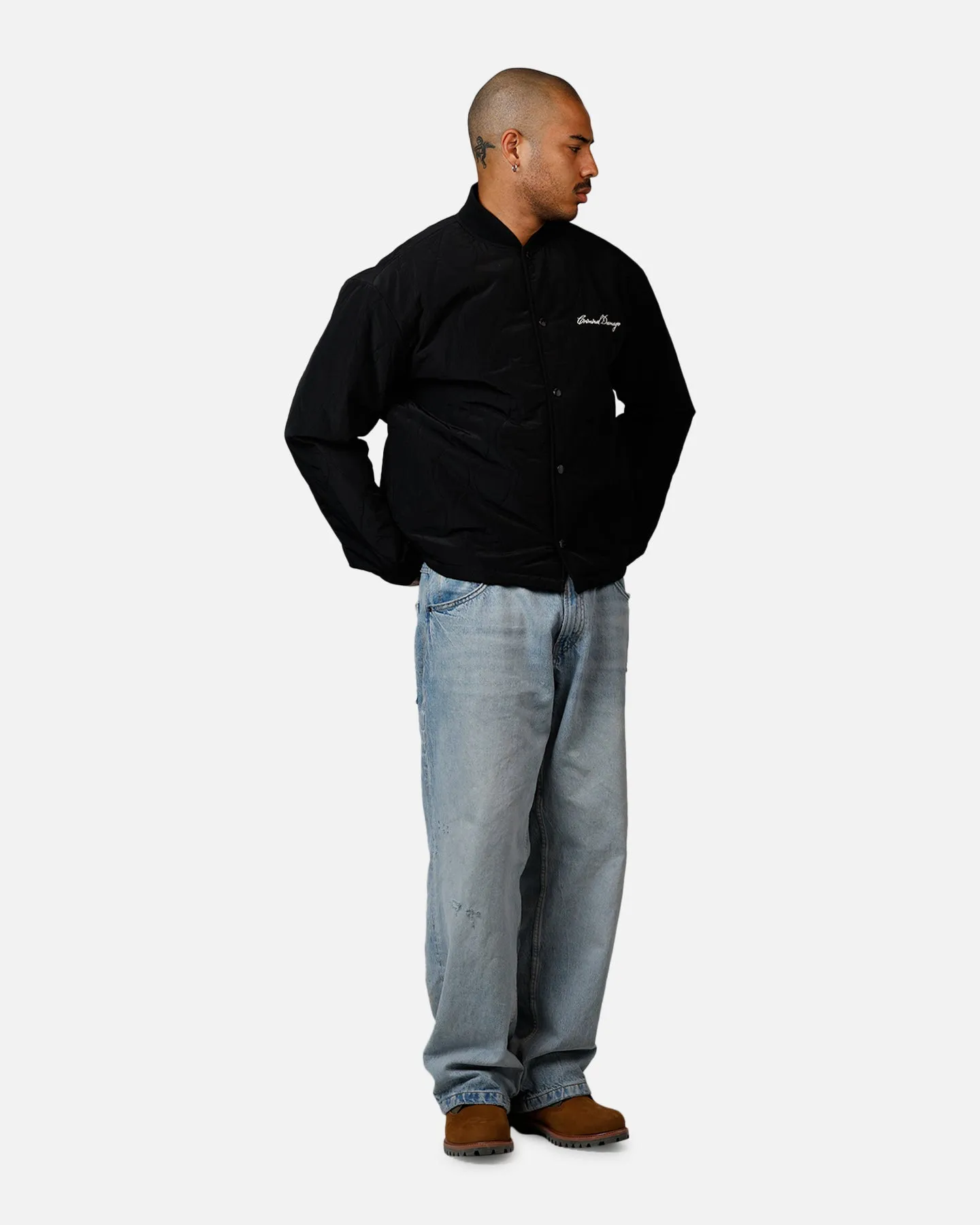 Criminal Damage Quilted Bomber Black